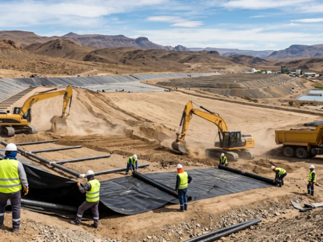 Construcción de un pad de lixiviación para la industria minera por Sandin Hnos S.R.L.
