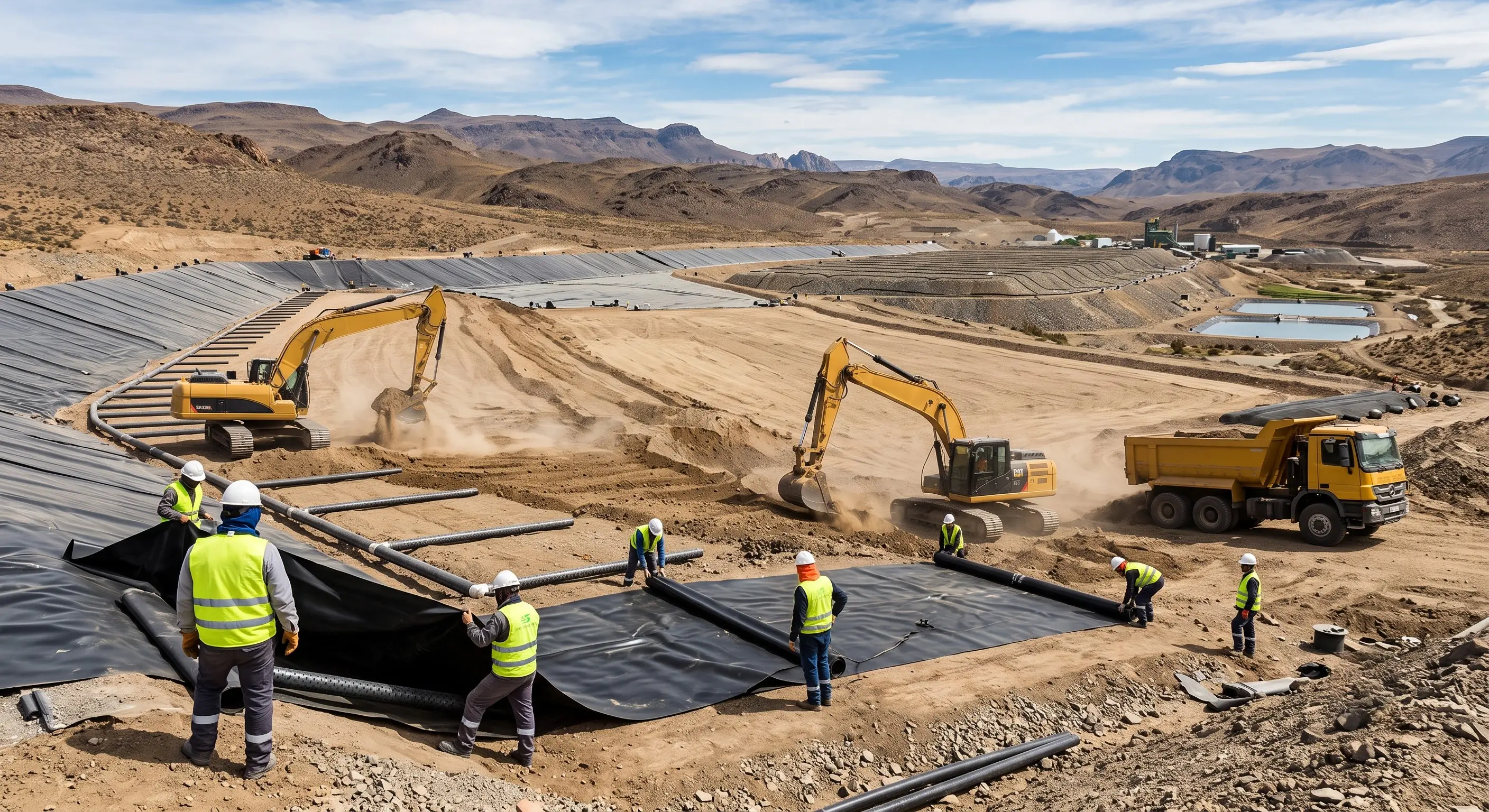 Construcción de un pad de lixiviación para la industria minera por Sandin Hnos S.R.L.